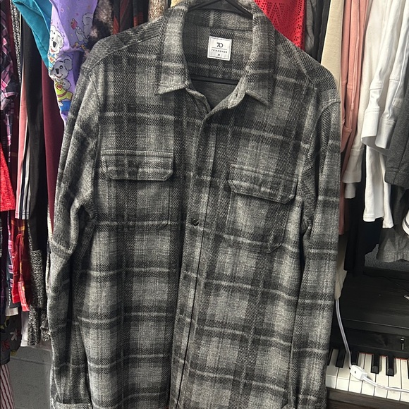 7 Diamonds Gray Plaid Shirt - Picture 1 of 3